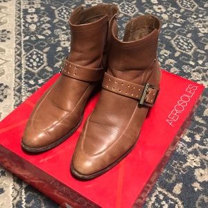 Brown leather booties